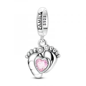 G&eacute;n&eacute;rique Charms Pendentif Amour Soeur Famille pour Femme Argent Sterling 925 Breloque Bracelets Collier Femme Pour Maman Voyage ou Anniversaire (Empreinte Bebe&middot;) (SOUTHPLUS EU, neuf)