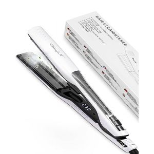 CkeyiN Fer à Lisser à Vapeur, Fer Plat à Large Plaque en Céramique de 1,6 Pouces Avec écran LCD, Température Réglable, Chauffage Rapide, Double Tension, 60 Minutes, Arrêt Automatique, Fer à Lisser (1) (wuhanshizhuobangyushangmaoyouxiangongsi, neuf)