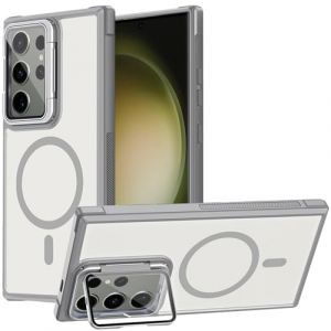 Verco Coque de protection pour Samsung Galaxy S23 Ultra, magn&eacute;tique, hybride, avec protection de l'appareil photo rabattable en verre, gris mat (ATS-Discounter, neuf)