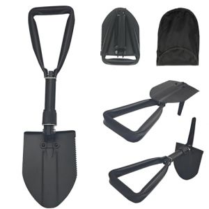 Pelle Pliante 48cm, Pelle à Neige, Pelle Multifonction Extra Stable Haute RÉSistance en Acier Au Carbone avec Sac De Transport,Combinaison Pelle De Camping Pliante pour La RandonnÉE en Plein Air (JTTC STORE1, neuf)