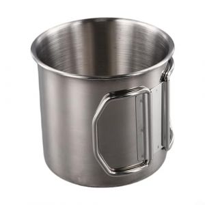 Tasse à eau en acier inoxydable avec poignée pliable, tasse de bière, tasse de camping, tasses de pique-nique en acier inoxydable, pour voyage en plein air (350 ml) (goodfunlifes, neuf)