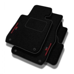 PERFORMANCE Tapis de sol personnalisés en velours tapis voiture destiné à Renault Clio IV 2012-2019 - Standard, Perforé, rouge-gris -Broderie CNC précise, passepoil perforé design, Tapis de sol voitur (MOTOS EU, neuf)