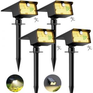 Lot de 4 Spot Solaire Exterieur Detecteur de Mouvement, 62 LED Lampe Solaire Exterieur 3 Modes Eclairage Exterieur Solaire, Etanche IP65 Lumiere Solaire Exterieur pour Jardin All&eacute;e Chemin Blanc Chaud (Nipify-EU, neuf)