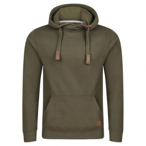 riverso RIVniklas Pull à Capuche pour Homme avec Capuche et Poche Kangourou, col croisé régulier, uni, Coton, Gris, Marron, Vert, Rouge, Bleu, Noir, S, M, L, XL, 2XL, 3XL, 4XL, 5XL - Vert - XL (Jeans-direct, neuf)