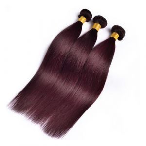 Larafona Hair Tissage Lisse 99J# Naturel Tissage Rouge Foncé Humain Cheveux 100% Remy Brésilien Meches Extensions (12"12"12") (Larafona Hair Extensions and Wigs, neuf)