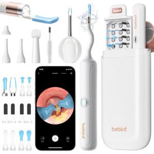Otoscope Oreille, 1080P HD Flexible Camera Oreille, Nettoyant Oreille Kit avec Embouts de 12 Remplacement Variés, Nettoyant Oreille pour l'examen des oreilles/nez/gorge, Outil de Nettoyage d'oreille (Winmore-EU, neuf)
