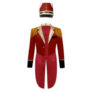 Runhomal Déguisement Monsieur Loyal Enfant Garçon Fille Costume Directeur de Cirque Showman Dompter Fête à Thème Carnaval Veste Manteau Halloween 3-16 Ans Type D1 Rouge 3-4 Ans (Runhomal EU, neuf)