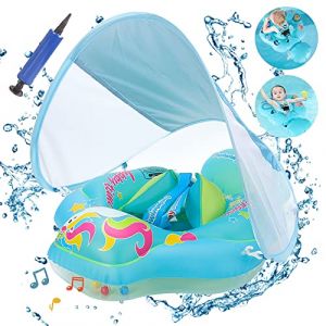 Bou&eacute;e de natation pour b&eacute;b&eacute; avec toit pare-soleil amovible, avec protection solaire, bretelles r&eacute;glables, bou&eacute;e gonflable pour b&eacute;b&eacute; &agrave; partir de 3 &agrave; 36 mois (TUIBEI, neuf)
