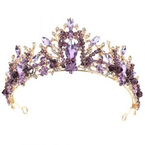 Beatifufu Couronne de Mari&eacute;e Violette en Cristal Style Couronne Dame Accessoire Cheveux Mariage D&eacute;licat D&eacute;coration &Eacute;l&eacute;gante pour Robe de Mari&eacute;e Bijou Cheveux Femme L&eacute;ger et R&eacute;sistant (Camprilli, neuf)