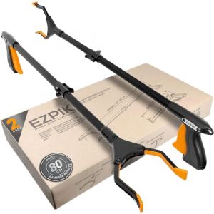 EZPIK® 2x Pince Ramasse Dechets de 80 cm pour Personnes Âgées et Handicapés + Aimants - Pince Telescopique Rotative et Pliante pour Attraper les Objets - Pince Ramasse Objet (2 Unités, Noir) (THE EZPIK, neuf)