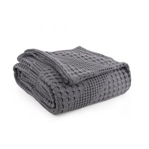 Milan London Jeté de Lit Super King Size | Couverture 100% Coton Doux pour Lit | Jeté De Canapé 3 Places | Collection Joanna | Gris 250 x 280 cm (Milam London, neuf)