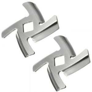 Lame Hachoir a Viande en Acier Inoxydable, Lame pour Hachoir a Viande, Lame pour Hachoir Porkert Numero 5 pour Hachoirs &agrave; Viande, Rechange de Hachoir Viande Professionnel (Argent/2 Pieces) (Haibo CuiUKShop, neuf)