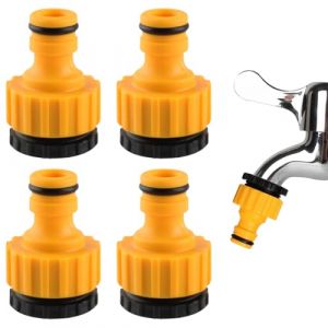 4 Pcs raccords de tuyau d'arrosage, 1/2 Pouce 3/4 Pouce 2 en 1 Connecteurs de Robinet, Raccord de tuyau d'arrosage, Adaptateur de tuyau d'arrosage (Jaune) (Rfervgauk, neuf)