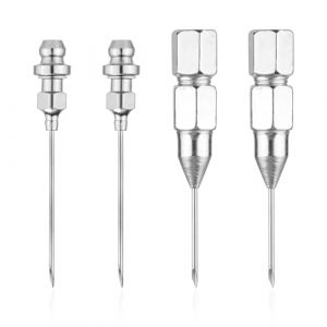 Gosknor 4pcs Buse d'Aiguille de Pistolet &agrave; Graisse, Aiguille d'Injecteur de Graisse Pointe d'Aiguille Pistolet Graisse Amovible pour Injection Graisse Utilis&eacute; dans Un Espace &Eacute;troit et Un Trou Profond (Beisong, neuf)