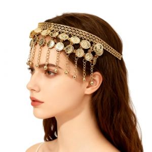 NICENEEDED Bandeau de Danse du Ventre pour Femmes Coiffe Tribale en Pi&egrave;ces de Monnaie Cerceau de Cheveux pour Danse du Ventre Bandeau pour Danse Indienne (Niceneeded FR, neuf)