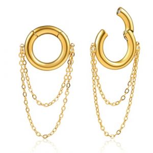 DOEARKO Poids d'oreille &eacute;carteur 1 Paire Plug Tunnel en Acier Inoxydable Extenseur Piercing Bijoux pour Femmes Hommes 6mm-8mm Or (DOEARKO, neuf)