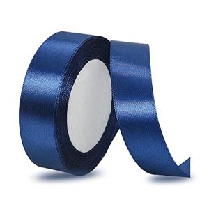 Ruban Satin Bleu Fonc&eacute; 25mm, 23 m&egrave;tres Rubans de Tissu pour Emballage Des Cadeaux, Artisanat, Bouquets, Projets de Couture, Anniversaire et Mariage G&acirc;teau D&eacute;coration (WEIXINYAN, neuf)