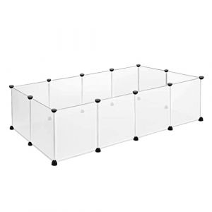 TRMLBE Enclos Extérieur pour Lapin 12 pièces DIY Modulable Enclos pour Animaux Domestiques en Plastique Transparent Chiot Clôture pour Petits Animaux Parc pour Hamster - 145x75x48cm (ESJinL, neuf)