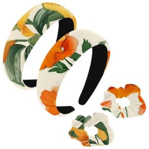 etoenbrc Lot de 2 bandeaux larges et chouchous en polyester pour femme, dessinés à la main, motif coquelicot californien, bandeau tendance antidérapant pour filles et femmes, accessoires de cheveux (GZYHHTY, neuf)