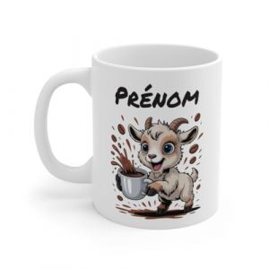Teecustom Mug Hérisson Personnalisé – Tasse Café Mignonne et Énergique avec Prénom – Cadeau Original (Chèvre) (TeeCustom, neuf)