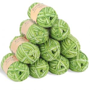 Coopay 10 Pelote de Laine à Tricoter Dégradé, 450g, Multicolore Laine Crochet Doux, 5 Brins Fil à Tricoter, Laine Crochet Tricot pour Layette, Écharpe, Chaussettes - Vert Pomme (YutongTech, neuf)