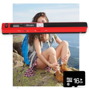 Scanner de Documents Portable AOZBZ Scanners d'images USB 900DPI Scanners de Photos Couleur A4 Num&eacute;risation (Carte 16GTF), Rouge (Scanner + Carte 16GTF) (Hemei creates trade, neuf)