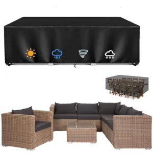 Housse De Protection Salon De Jardin 200x120x90cm Bache Table De Jardin 420d Tissu Oxford Imperm&eacute;able R&eacute;sistance Anti-Uv Bache Exterieur Rectangulaire B&acirc;che Salon De Jardin Avec Boucle Coupe Vent (JIANG YUN SHOP, neuf)