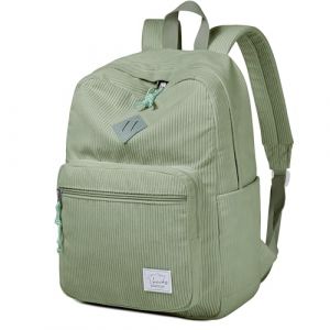 VASCHY Sac &agrave; Dos Homme, Vintage Antivol Sac a Dos Femme en Velours C&ocirc;tel&eacute; L&eacute;ger &Eacute;l&eacute;gant 15,6 Pouces Cartable Fille Gar&ccedil;on College pour Ado Voyage Lycee Travail Vert Clair (Vaschy, neuf)