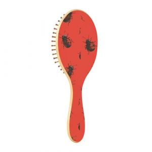 Brosse à cheveux en bois bordeaux Lady Bug Red Paddle Brosse à cheveux en bois pour femme Brosse à cheveux de massage (GuiMinG, neuf)