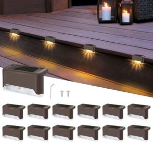 Lot de 12 Lampe Solaire Escalier Exterieur, Étanche Lampes Solaires pour Clôtures Extérieures, Blanc Chaud, Led Lampe Solaire Marche Escalier Exterieur pour Clôture, Escalier Extérieur, Marches, Cour (enshizhourongshudianzishangwuyouxiangongsi, neuf)