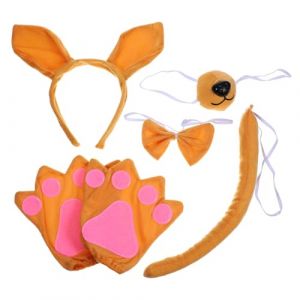 SAFIGLE 1 Ensemble Costume Animal Oreilles de Kangourou Queue et Nœud Accessoires Cosplay pour Fête Photographie et Performances de Scène (Grand Di, neuf)