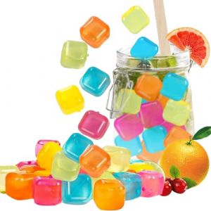 KEELYY Lot de 60 Glaçons Réutilisables en Plastique, sans BPA, pour Refroidir les boissons, Cocktails, Whisky, Vin, Multicolore (Wonderful-U, neuf)