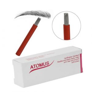 PACKOVE 50 Pièces Aiguilles à Sourcils avec Tubes Plastiques Lames de Microblading pour Maquillage Rouge (Spring TU, neuf)