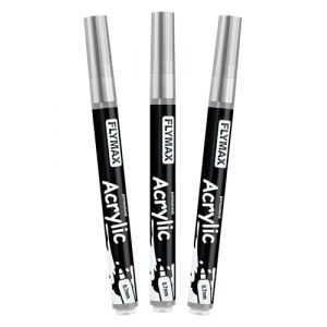 Marqueur Feutre Argent&eacute; 0,7 mm &ndash; Marqueur Permanent Argent&eacute; Peinture Acrylique, Ind&eacute;l&eacute;bile, Pointe fine, Aquarelle, S&eacute;chage rapide (lot de 3) (AglAsia-EU, neuf)