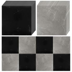 CYEER Lot de 40 Dalles PVC Adh&eacute;sives Sol 30x30 cm, Rev&ecirc;tement de Sol Vinyle Effet Marbre Noir et Gris, Dalle Autocollante Imperm&eacute;able pour Cuisine, Salle de Bain et Salon, Couverture 3,6 m&sup2; (CYEER, neuf)