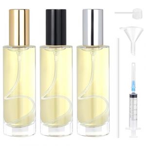 Samulee 3 Pi&egrave;ces Vaporisateur Parfum Verre 30ml, Flacon Parfum Vide Rechargeable, Atomiseur en Verre, Bouteille Vide pour Voyage, Vacances, Cadeaux (Capuchon Dor&eacute;, Argent&eacute; et Noir) (pxbrotherec, neuf)