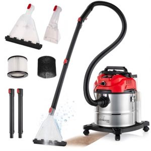 LEHMANN Shampouineuse avec Réservoir de 20L, 1600 W, Aspirateur Injecteur-extracteur avec filtre HEPA, Réservoir à détergent de 4,3L, Aspirateur nettoyeur pour Tapis, Canapé, Matelas et Voiture (KT-24, neuf)