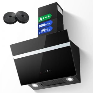TopStrong Hotte Aspirante 60cm, 800m&sup3;/h Hotte de Cuisine inclin&eacute;e Silencieuse, A+++ Hotte aspirante sans Evacuation ou Recyclage Inclus Filtres Charbon, 3 Vitesses + Boost Fonction, Commande Tactile (TopStrong Kitchen Appliances, neuf)