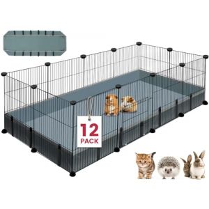 VISCOO 12 panneaux de parc pour petits animaux, parc pour animaux de compagnie avec tapis imperm&eacute;able, cage C & C pour cochons d'Inde, parc de jeu pour chiot, parc pour lapin, int&eacute;rieur et ext&eacute;rieur (linzhibin88, neuf)