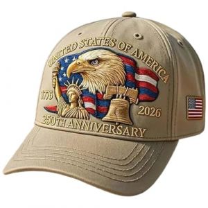 Stakee Casquette Eagle & Liberty, Casquette Patriotique Am&eacute;ricaine du 250e Anniversaire, Ajustable, avec Aigle &Agrave; T&ecirc;te Blanche Imprim&eacute;, pour Hommes Femmes. (Yuchen Shishop, neuf)