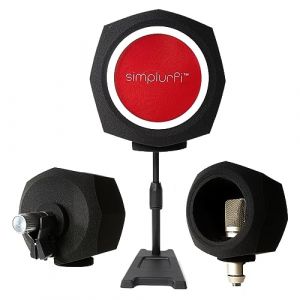 Cabine d'enregistrement SIMPLURFI - Boule d'isolation de microphone 2-en-1 - Écran audio portable et filtre antipop pour studio à domicile - Insonorisation acoustique pour voix - avec pied de mic (Simplurfi UK, neuf)