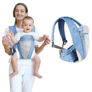Aolso Porte-B&eacute;b&eacute; avant et arri&egrave;re porte-b&eacute;b&eacute;,Porte B&eacute;b&eacute; Wrap Mains Libres Baby Carrier, Taille R&eacute;glable,Hanche Multifonction pour B&eacute;b&eacute;,Porte Bebe pour Faire du Shopping en Voyage (Bleu ciel) (YIJIABAI, neuf)
