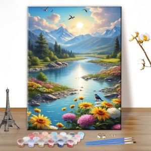 MEIYUDA Peinture par Numero Adulte, Paysage Kit de Peinture à l'Huile sur Toile par Numéro Nature, Débutants Peinture Acrylique Pigmentée, Decoration Maison Cadeau 30x40cm(sans Cadre) (JINBEIKANG, neuf)
