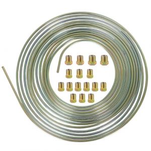 MOCNT 10m Tuyau de Frein de Voiture 1/4" 6,35mm Tuyau de Frein Coloré Zinc Revêtement Kit de Conduite de Frein Replacement Auto Tube Tuyau de Carburant Frein avec 16 écrous (Nimbalo, neuf)