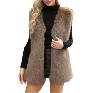 Wyongtao Gilet Femme En Fausse Fourrure Sans Manches Manteau Femme Fourrure Épais Et Chaud Veste Polaire Femme Shaggy Sherpa En Peluche Gilet Duveteux Teddy Ample Et Confortable Cardigan Blouson (Wyongtao❖, neuf)