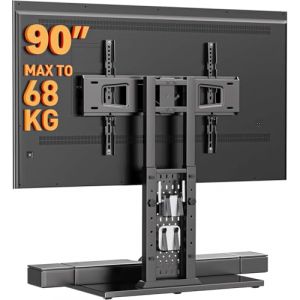 Perlegear Support TV Pivotant pour T&eacute;l&eacute;viseurs de 42 &agrave; 90 Pouces Jusqu'&agrave; 150 LB avec Grand Pied TV R&eacute;glable en Hauteur, Support TV, Max VESA 600 x 400 mm, PGTVS36 (BSQ Technology EU, neuf)