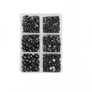 Lot de 12 grilles de strass pour nail art, tailles mixtes, 6 grilles appliquées aux vêtements, chaussures, chapeaux, décoration des ongles - Noir (hangzhouyazhendianzishangwu, neuf)