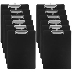 LDHHYH Lot de 12 Porte bloc A4 avec Pince, Porte bloc a4 en plastique en m&eacute;tal et bo&icirc;te de suspension Noir Pour l'&eacute;cole, la maison, le bureau (ZHENG YANHUA, neuf)