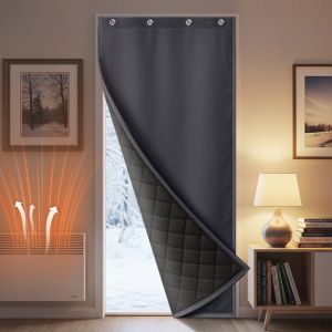 Rosnek Rideaux Thermique Isolant Anti Froid, L80 X H210 cm Décoration de Porte Fenêtre Intérieurs, Rideau de Porte Matelassé Imperméable, Isolant Thermique, Coupe-Vent, 1 Pièce, Gris (ROSNEK-FR, neuf)