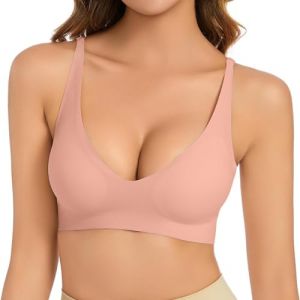 Soutien-gorge push-up sans armatures pour petite poitrine, v&ecirc;tements de grossesse, col en V, confortable, soutien-gorge doux, push-up, soutien-gorge sans coutures, seins l&eacute;g&egrave;rement rembourr&eacute;s (OUAjgsod, neuf)
